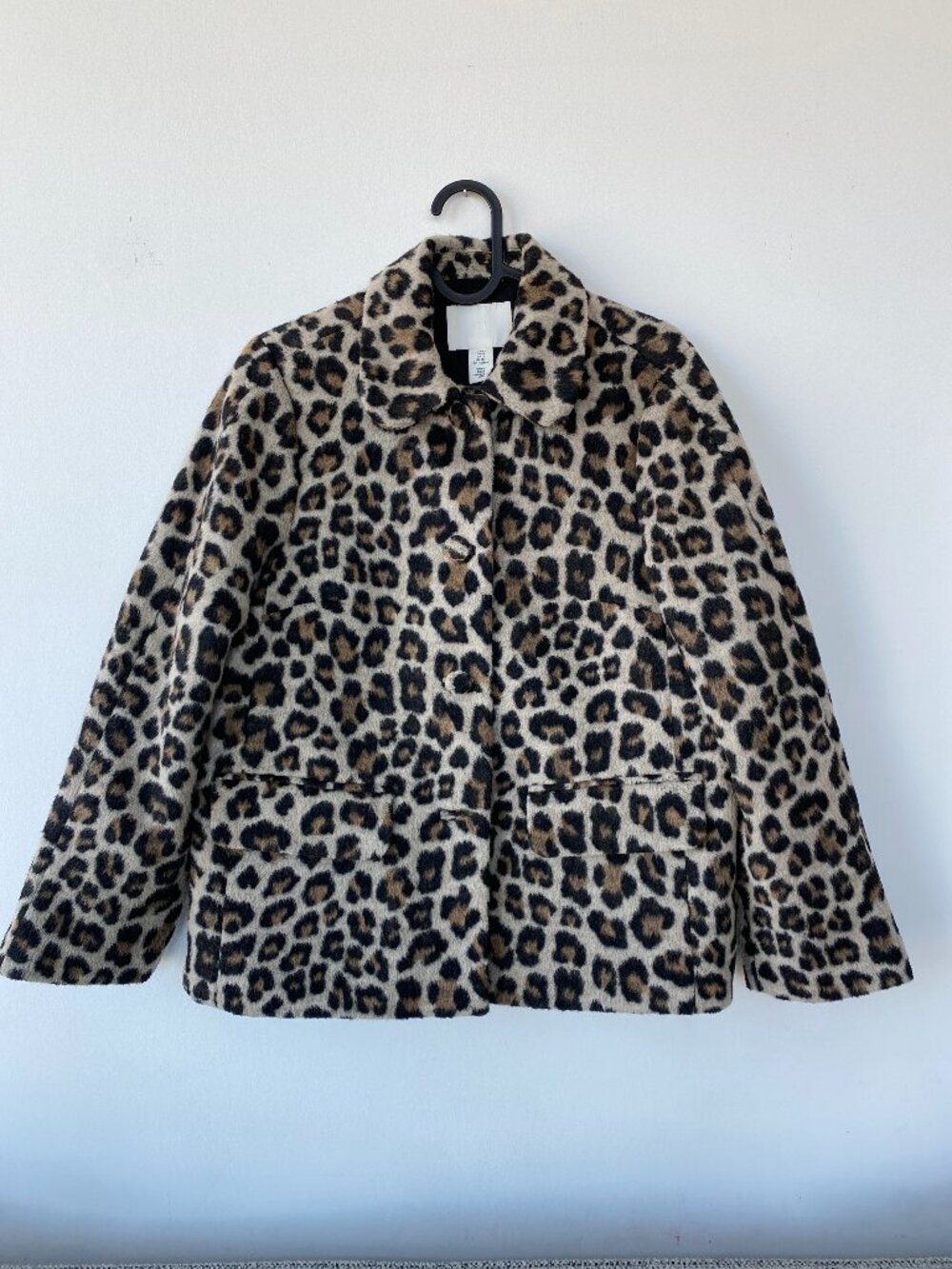 H&M Leopard Print Fuzzy Jacket Coat Size XS
